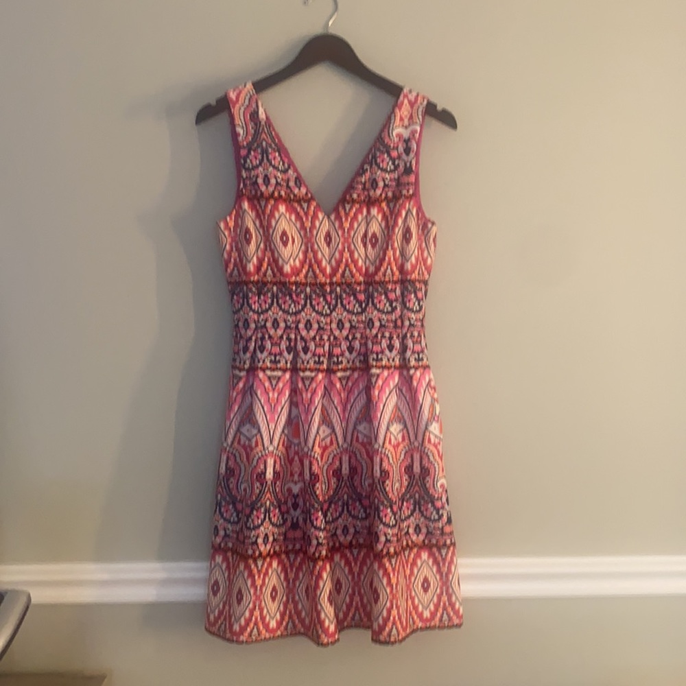 Vince Camuto Pink V-neck Fit Flare Cocktail Dress - Picture 3 of 6